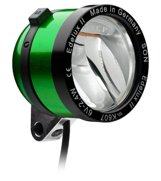 SON Edelux II front headlight for hub dynamos Light Green