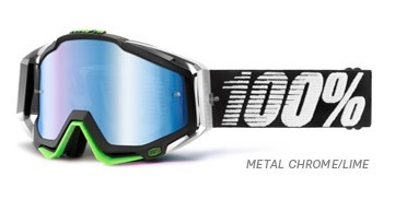 100% Racecraft Goggle Metal Chrome Lime