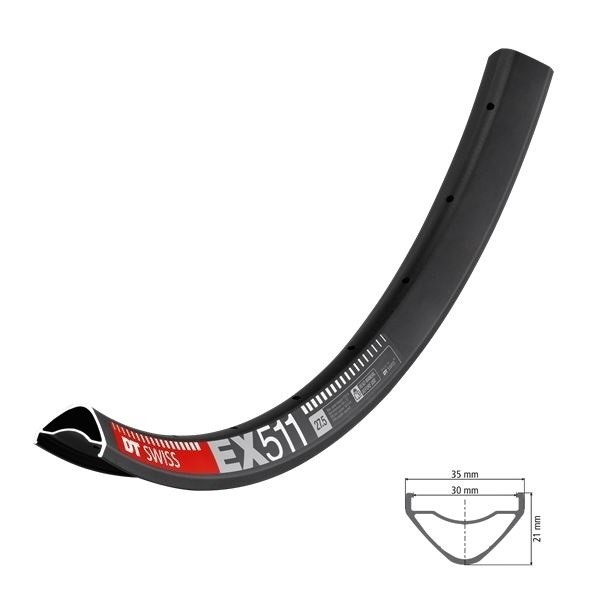 DT Swiss EX 511 Rim 29" black (only possible with DT Squorx Nipples)