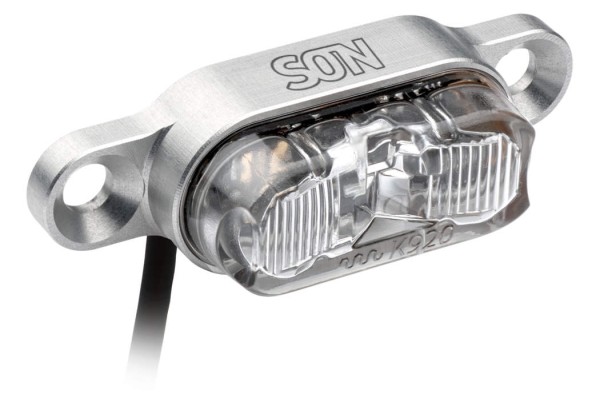 SON rear light for luggage rack 50mm Silver / clear glass
