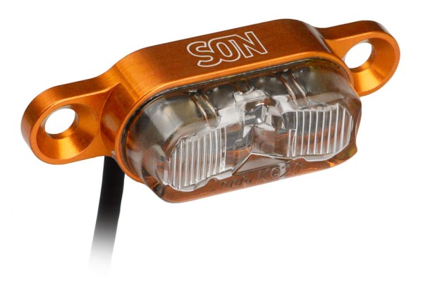 SON rear light for luggage rack 50mm Orange / clear glass