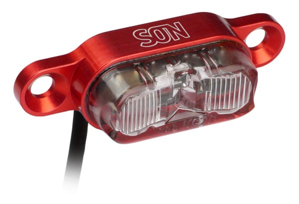 SON rear light DC e-bike 6-12 volt for luggage rack 50mm Red / Clear Glass