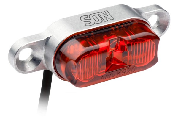 SON rear light for luggage rack 50mm Silver / red glass