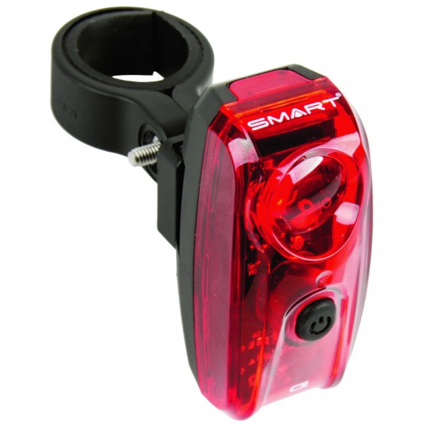 Smart LED battery rear light including holder for seat posts and seat stays