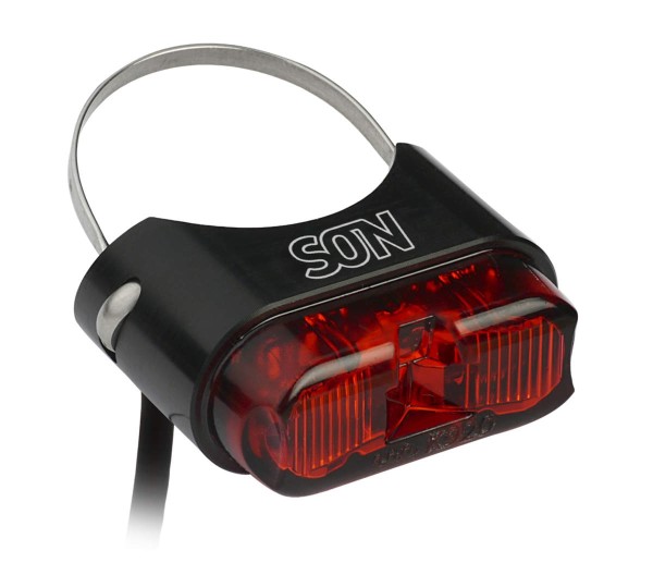 SON rear light DC e-bike 6-12 volt for seat posts Ø 26 to 31.8 mm black / red glass