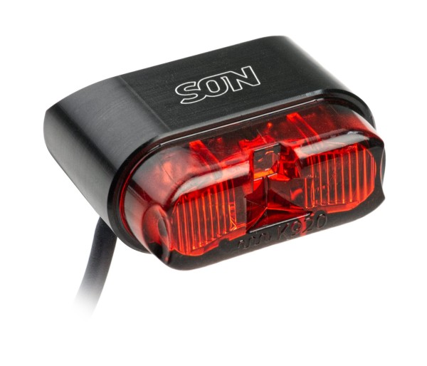 SON rear light for mudguard Wide Profile Black / Red Glass