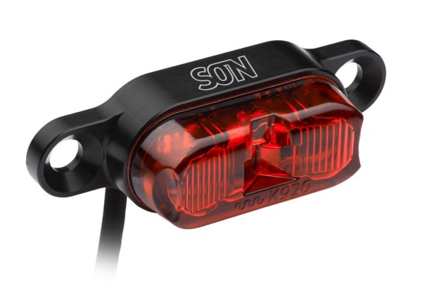 SON rear light DC e-bike 6-12 volt for luggage rack 50mm black / red glass